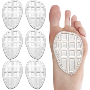 Svowin Ball of Foot Cushions, Metatarsal Pads, Forefoot Pads, Anti Slip Shoe Inserts for Open Toe Shoe, Shoe Pads Heel Pads for Stop Feet from Sliding Forward- 3 Pairs (Clear)