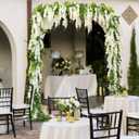 Wisteria Artificial Flowers Garland, 2Pcs Total 14.4ft Silk Faux Wisteria Vine Kit, Hanging Flower Plant for House Outdoor Garden Ceremony Outside Wedding Arch Floral Decor (2, White)