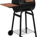 Char-Griller Patio Pro Charcoal Grill and Smoker with Cast Iron Grates, Premium Wood Shelf and Damper Control, 250 Cooking Square Inches in Black, Model E1515