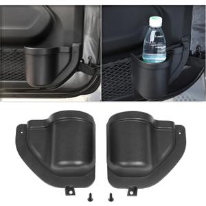 YOCTM 2-PACK Front Door Organizer Tray For 2018 2019 2020 2021 2022 2023 2024 2025 Jeep Wrangler JL JLU Rubicon Sport Sahara Gladiator JT 4EX Interior Storage Box Accessories Black (Front Door Tray)