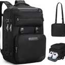 Maelstrom Travel Backpack for Women Men,35L Waterproof Laptop Backpack Fits 17-Inch Laptop, Gift for School Work Backpack with Detachable Crossbody Bag & Shoe Compartment (Black, Large)