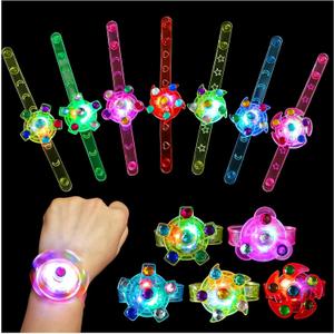12 Pack LED Light Up Fidget Spinner Bracelets Party Favors for Kids 4-8 8-12, Glow in The Dark Party Supplies, Birthday Gifts, Treasure Box Toys, Goodie Bags Stuffers for Kids