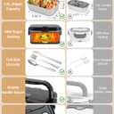 SOHIDA 1.8L+0.5L Heated Lunch Box for Men, 80W Electric Lunch Box with Long-handled Utensils for Adults, 12V/24V/110V Lonchera Elctrica Porttil, Portable Food Warmer for Car/Truck/Office (Black)