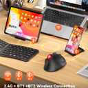 Ergonomic Wireless Trackball Mouse, 3 Device Connection (Bluetooth or 2.4G USB Receiver) Bluetooth Quiet Computer Mouse, 2*AAA Battery Thumb Laptop Mice with 5 Level DPI for PC/Laptop/Mac/Windows Red