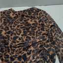 Women's Y2k Leopard Print Mesh Sheer Bodycon Maxi Dresses Cheetah Long Sleeve Elegant Formal Wedding Guest Dress (Large, Brown)