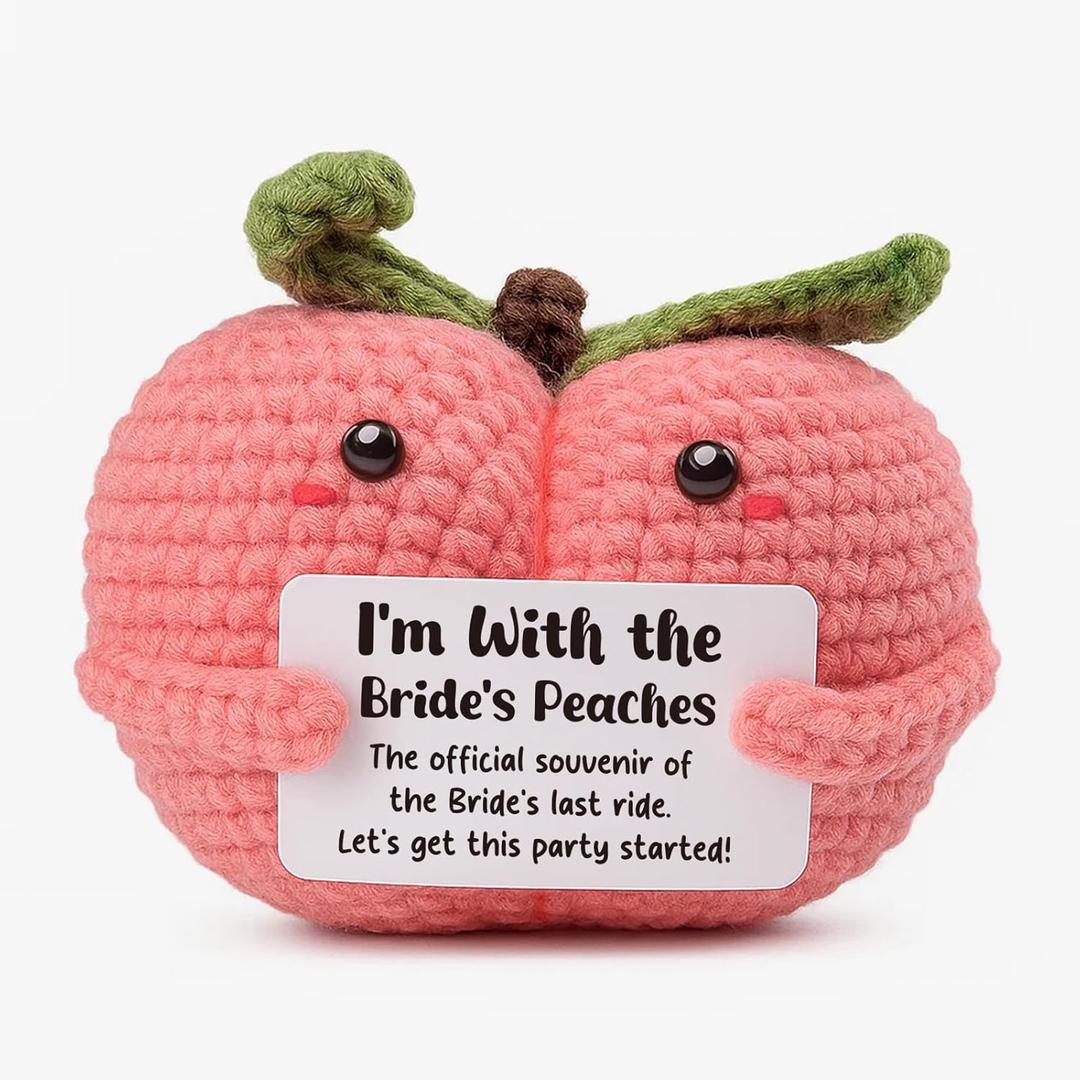 3 x Bachelorette Party Favors for Bride Tribe, 'Bride's Peaches' Gag Gifts, Funny Bridesmaid Proposal Box Stuffer, Cute Hen Party Supplies, Last Ride Souvenir, Team Bride Accessory for Squad