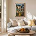 AVECCO Gustav Klimt Style Village Night Wall Art Framed Canvas 20x30 inch
