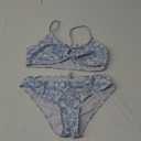 COZYEASE Girls' 2 Piece Ditsy Floral Print Knot Front Ruched Triangle Bikini Swimsuit 11Y