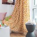 Deeprove Boho Curtain 84 Inch Length, Farmhouse Yellow Florals Print, Cotton Linen Tassels Rod Pocket Semi Blackout Rustic Bohemian Country Window Treatment for Nursery Bedroom 1 Panel, 55''W x 84''L