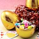 JOYIN 6 Pcs Large Gold Easter Eggs, 6 Inches Metallic Jumbo Plastic Eggs Fillable for Easter Themed Hunt Basket Stuffers Fillers Filling Treats Party Favor Classroom Prize Supplies
