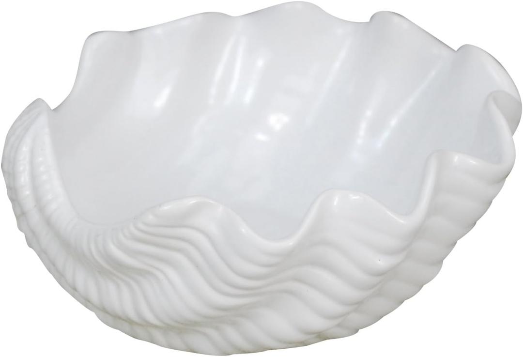 DDR Clam Shell Shaped White Serving Bowl 7 Inches Ceramic