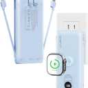 Portable Charger 10000mAh 20W, Wall Plug, 2 Cables, iWatch Charging | Digital Display, Compact Lightweight, USB C Fast Charge, USB-A 18W, Multi Protection, Travel Essential, for iPhone 17 16, Pad
