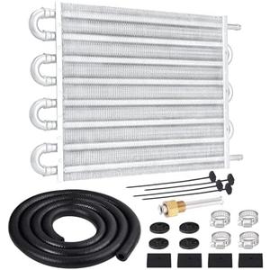 EVIL ENERGY 5/16" Transmission Oil Cooler, 8 Pass Tube and Fin Cooler Kit Universal Aluminium Silver