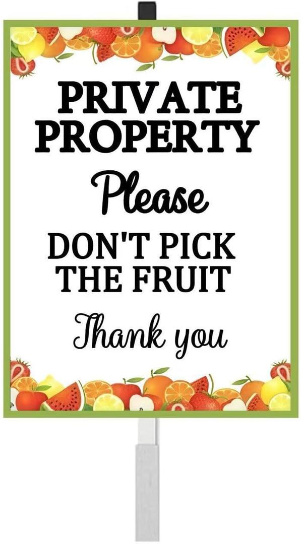 Do Not Pick fruit yard Sign With Stake,Protecting Fruits Yard Sign,Garden Sign With Stake Garden Farm Decor Fence Yard Outdoor For Private property(8x12in)