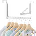 Over The Door Hooks, Extended Over The Door Clothes Hanger with 10 Ridges,Space-Saving Over The Door Rack,Door Hooks for Hanging Clothes,Larger Capacity Over The Door Hanger (1, White)