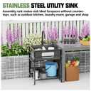 Black 25x22 Inch Freestanding Utility Sink-Stainless Steel Laundry Sink Practicality With Accessories Black Stainless Faucet,Soap Dispenser, SS Sink Grid For Laundry, Garage, Outdoor Kitchen, Garden