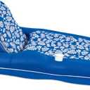 Aqua Campania Ultimate 2-in-1 Pool Float Lounge  Extra Large  Inflatable Pool Floats for Adults with Adjustable Backrest & Cupholder Caddy (One Size)