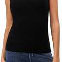 KAZCANA Women's Sleeveless Crewneck Ribbed Tank Top Slim Fit Racerback Summer Basic Shirt L