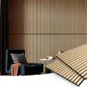 Art3d 2 Wood Slat Acoustic Panels for Wall and Ceiling - 3D Fluted Sound Absorbing Panel with Wood Finish - Oak, 2pcs - 47.223.6in.