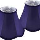 GOSO Set of 2 Small Blue Scalloped Lampshades,4"Top8" Bottom 6.4" High Spider Bell Mini Lamp Shade for Table Lamps/Wall Lamp,Barrel Natural Faux Silk Shade Repalcement,Modern