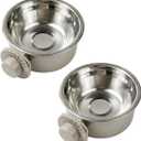 2Pcs Pets Lightweight Stainless Steel Bowl,Removable Stainless Steel Pet Hanging Food Water Feeder Bowl for Puppy Dog Cat Rabbit Ferret Bird Gunea Pigs (Medium)