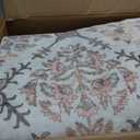 Vintage Washable Area Rug for Living Room,Low Pile 5x7 Non Slip Carpet Non-Shedding Area Rug Soft Indoor Stain Resistant Rug Floral Print Mat for Bedroom Dining Room 088-Almond