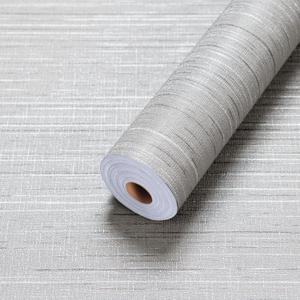 Grasscloth Peel and Stick Wallpaper - Gray Textured Fabric Linen Thick Vinyl Contact Paper for Walls - Self Adhesive - 24in x 393in