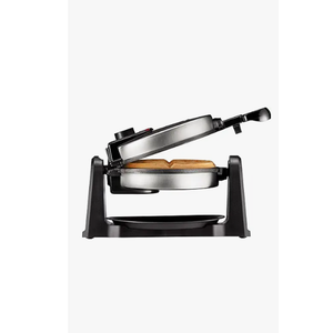 Chefman Rotating Belgian Waffle Maker, 180° Flip Iron w/ NonStick Plates, Adjustable Timer, Locking Lid, & Drip Plate, Space Saving Storage, MessFree Breakfast, Stainless Steel/Black
