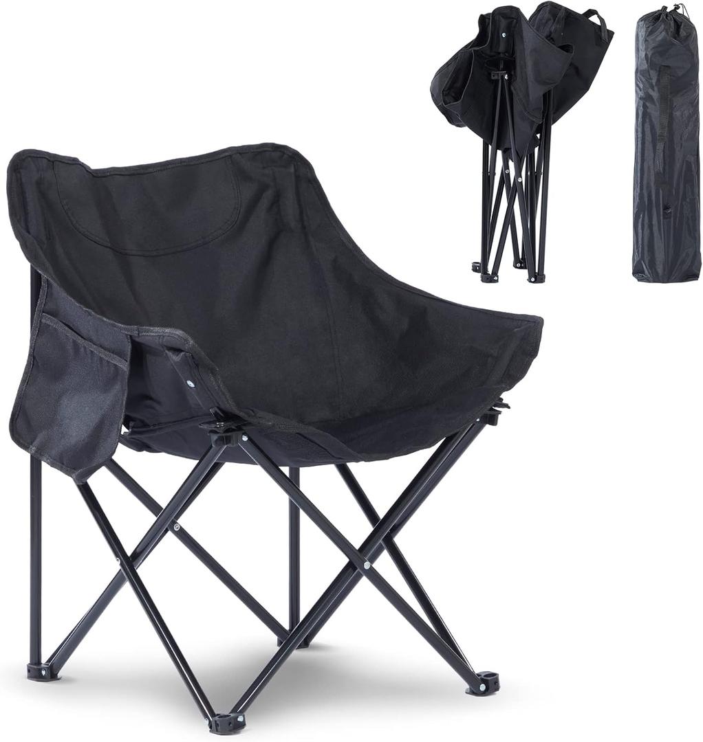 Oversized Portable Sauna Chair, Fast Folding Chair with Carrying Bag for Personal Home Sauna (Black)