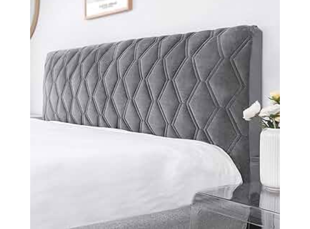 Velvet Bed Headboard Cover for Full Queen Cal King Size,Quilted Bed Headboard Slipcover Thicken Dustproof Headboard Padding Protector Cover(Dark Gray,210cm(83"))