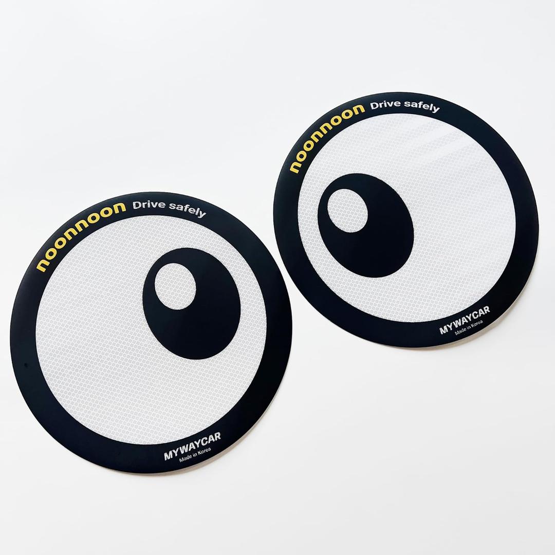 Noonnoon Reflective Sticker Warning Safety Eyes for Cars, Trucks, Heavy Vehicle, Trailer Made in South Korea (White Medium)