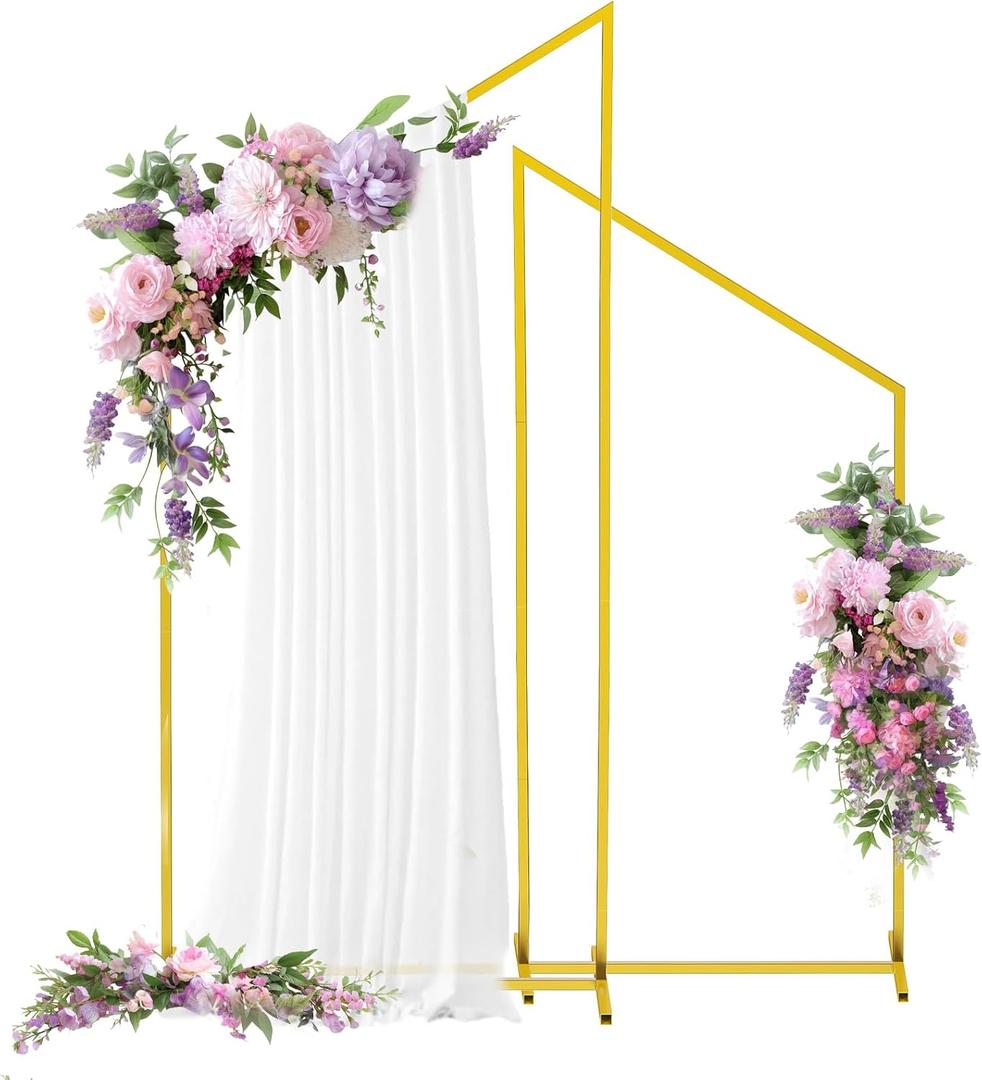 Set of 2 Gold Metal Arch Backdrop Stand (7.2FT/5.8FT) Balloon Arch Frame for Weddings Parties Birthdays Baby Showers Graduations and Holiday Ceremony Supplies Backdrop Frame and Arches for Backdrop