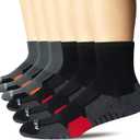 AKOENY Men's Athletic Cushioned Quarter Socks (6 Pairs) (9-12, Black/Graphite Grey)