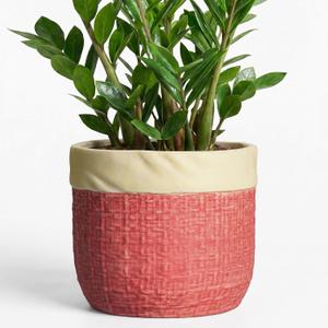 Ceramic Flower Pots, 9.8 Inch Plant Pots, Round Pot for Plants, Red | Boho Plant Pot for Indoor Plants, Decorative Planter with Drainage Hole, Home Apartment Decor, Gardening Gifts for Women