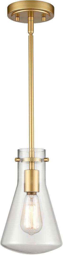 DAYCENT Modern Pendant Lights Kitchen Island Gold Pendant Lighting with Clear Glass Shade 1-Light Brass Glass Hanging Light Fixtures Over Sink for Dining Room Hallway Living Room