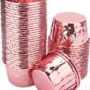 Baking Cups Ramekins, EUSOAR 50Pcs Disposable Ramekin Muffin Baking Cups, Aluminum Cupcake Cups, Tip Pan Ramekin Holders, Little Foil Cups (Rose Pink)