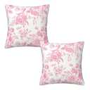 Pink and White Floral Pillow Covers 20x20 Set of 2, Vintage Chinoiserie Flower Throw Pillow Covers Outdoor Decorative Pillow Case for Couch Bed Sofa Cushion Home Decor
