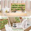 Rabbit Hay Feeder with Litter Box, 3 in 1 Wooden Bunny Feeder, Small Animal Hay Holder Rack for Rabbit, Guinea Pig, Hamster, Ferrets
