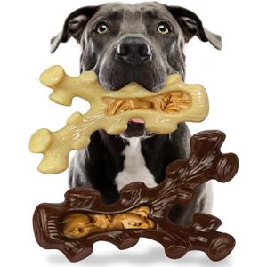 2 Pack Dog Chew Toys for Aggressive Chewers, Boredom and Stimulating Best Dog Toys for Medium/Large Breed, Tough Almost Indestructible Dog Bones for Teeth Cleaning and Training