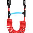 AGVEE 2 Pack 3ft Coiled Short USB to USB-C Charging Cable [USB-IF Certified] 3A Fast Charger Cord in Car for iPhone 17/16/15 CarPlay, Galaxy S25 S24 S23 S22 S21 S10 S9 S8, Google Pixel, Red