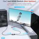 HDMI Switch 2 in 1 Out 4K@60Hz, WARRKY [3.3ft Fixed Braided HDMI Cable, Aluminum Case, HDCP 2.2] Bidirectional 2x1 Switcher (Not Splitter) Compatible for PS5/4, Nintendo Switch, FireStick Black