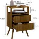 Leomonio Mid Century Modern Nightstand, Modern Night Stand with 2 Storage Drawer and Opening Storage, Fluted Bedside Table with Solid Wood Legs for Bedroom