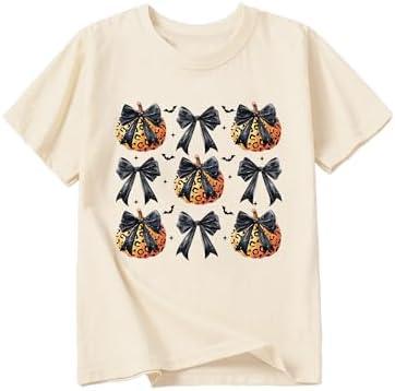 Girls Halloween Shirt Cute Pumpkins Ghost Cotton Short Sleeve Tees 2-12 Years