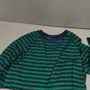 Haloumoning Girls Striped Thumb Hole Long Sleeve Shirts Kids Crewneck Tunic Tops Curved Hem Tees, Dark Green, Size: 9-10 Years