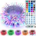 BrizLabs RGB String Lights, Color Changing Easter Pastel Lights, 100 LED 33ft USB Mini Christmas Light String Dimmable with Remote, Twinkle Fairy Light Clear Wire for Xmas Halloween Party Room