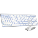 SABLUTE Bluetooth Keyboard and Mouse for Mac — 7-Color Backlit, Multi-Device, Rechargeable, Full-Size Wireless Keyboard Mouse Combo with Quiet Scissor-Switch Keys & Tilt Legs for Mac (Silver White)