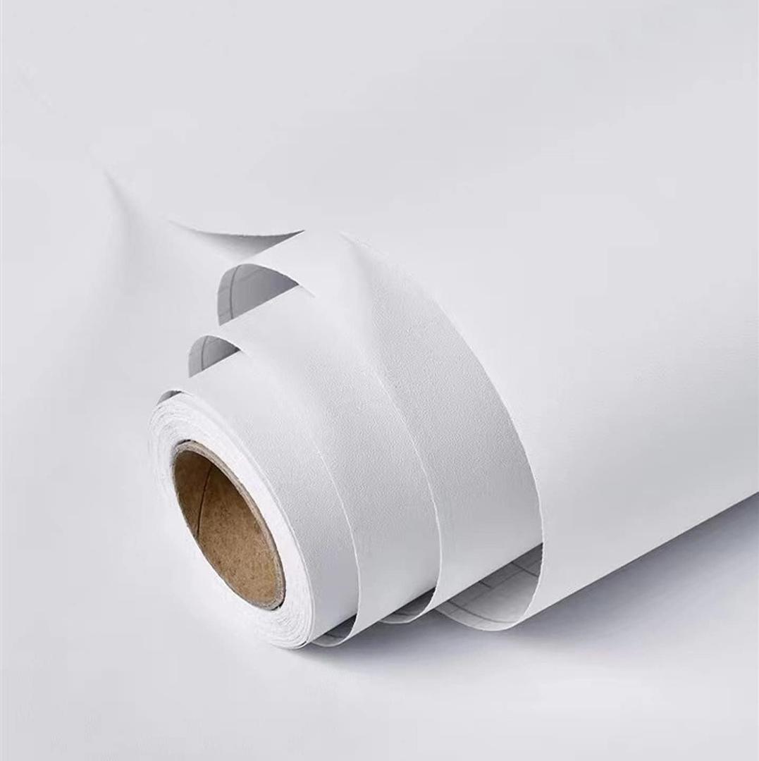 17.51in x400in White Wallpaper Peel and Stick Removable Modern White Contact Paper Self Adhesive Textured Decorative Wall Covering Bathroom Kitchen Cabinet Upgrade Thicker