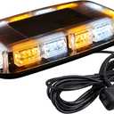 ASPL [Upgraded 5] 48LED Roof Top Strobe Lights, High Visibility Emergency Safety Warning LED Mini Strobe Light bar with Magnetic Base for 12-24V Snow Plow, Trucks, Construction Vehicles (Amber/White)