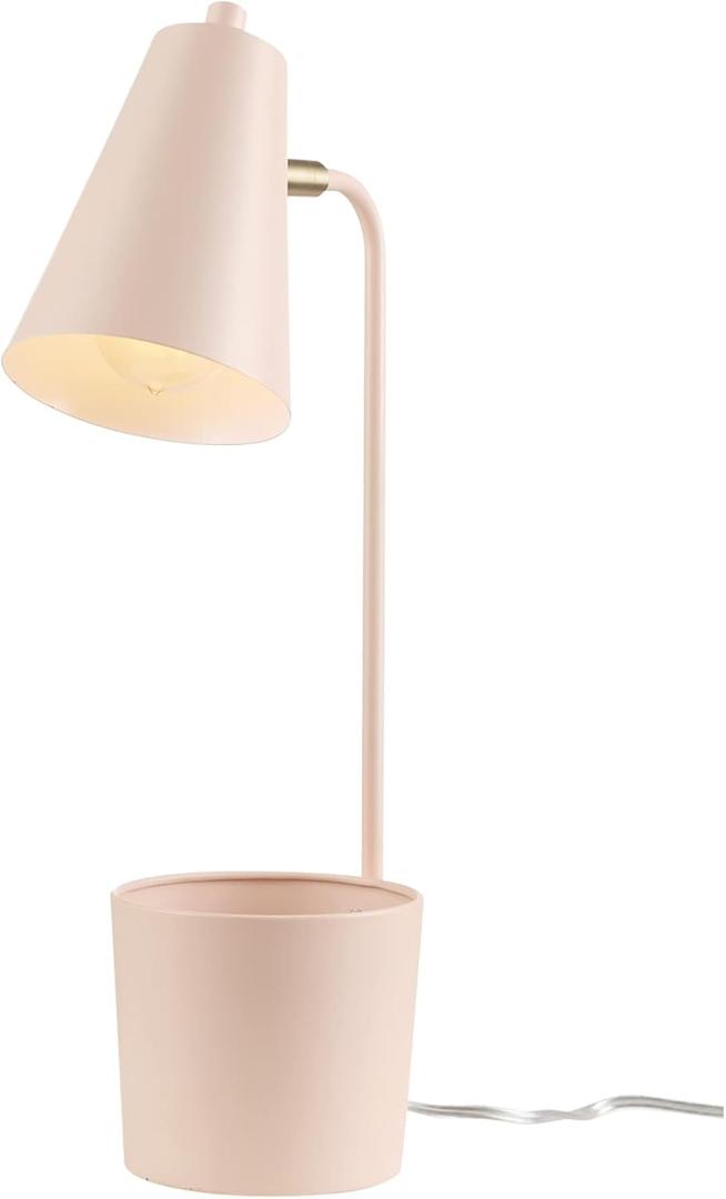 GLOBE Electric 30295 Taylor 18" Organizer Desk Lamp, Matte Pink, Brass Pivot Joint, On/Off Rotary Switch at Shade