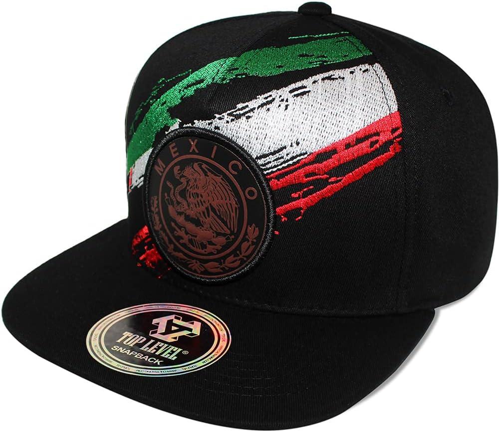 TOP Level Men's Adjustable Cotton Snapback Cap 2, (Mexico Flag_black)